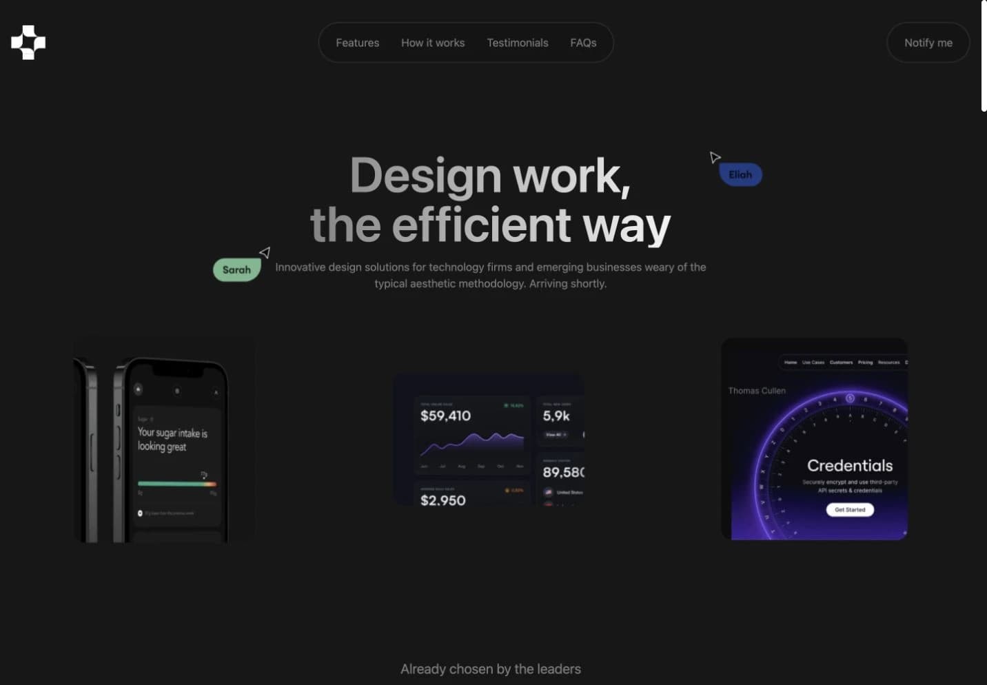 Demo der Atomic-Landingpage mit animierten Produktkompositionen